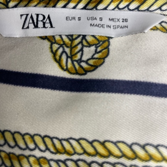 Zara rope printed long sleeve blouse White and Gold Striped - Picture 5 of 7